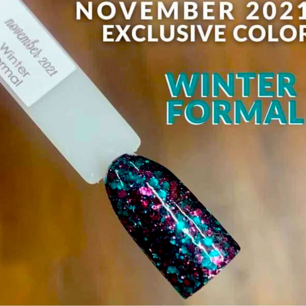 Sparkle & Co Winter Formal Green Pink Glitter Sparkly Nail Dip Powder color